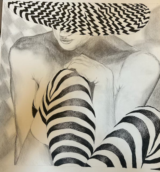 Pencil to Paper Lady in Stripes
