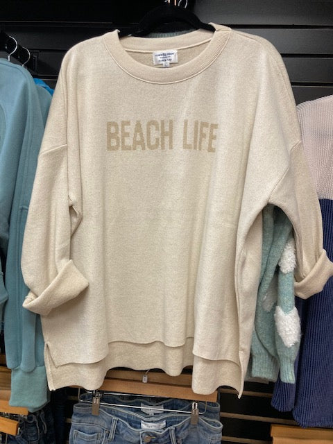 Beach Life Cream Knit Long Sleeve Sweater