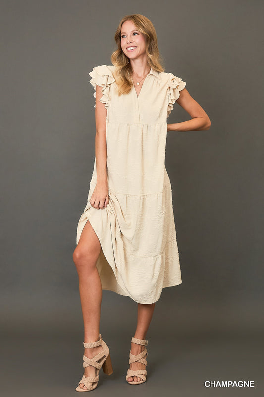 Tiered Floral Burn Out Midi Dress