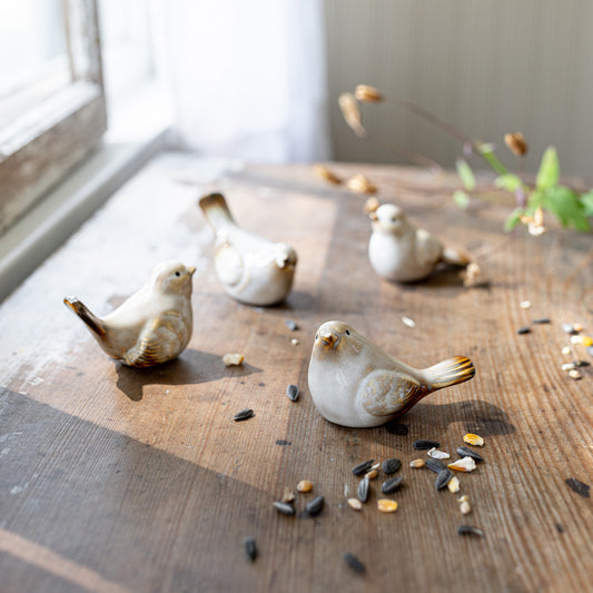 CERAMIC BIRD FIGURES SET OF FOUR