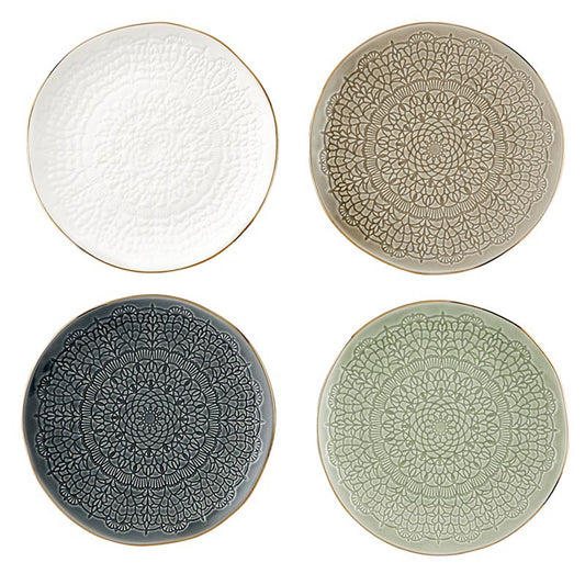 Ceramic Plates set of Four Gold Rimmed