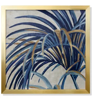 Blue Arching Palm II 33"x33" Art Print