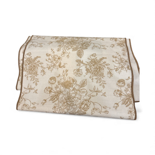 Linen Runner with Floral Pattern