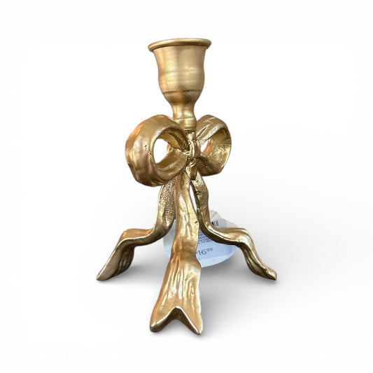 Gold Bow Candle Stick Holders