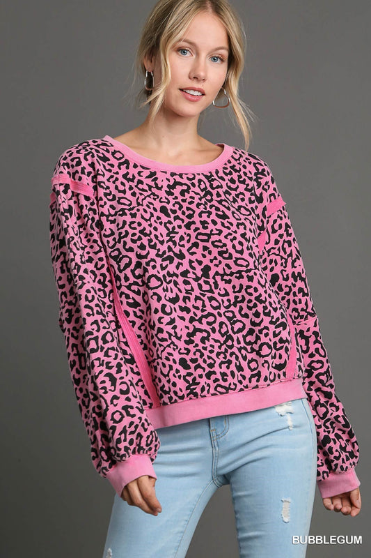 Washed Leopard French Terry Top