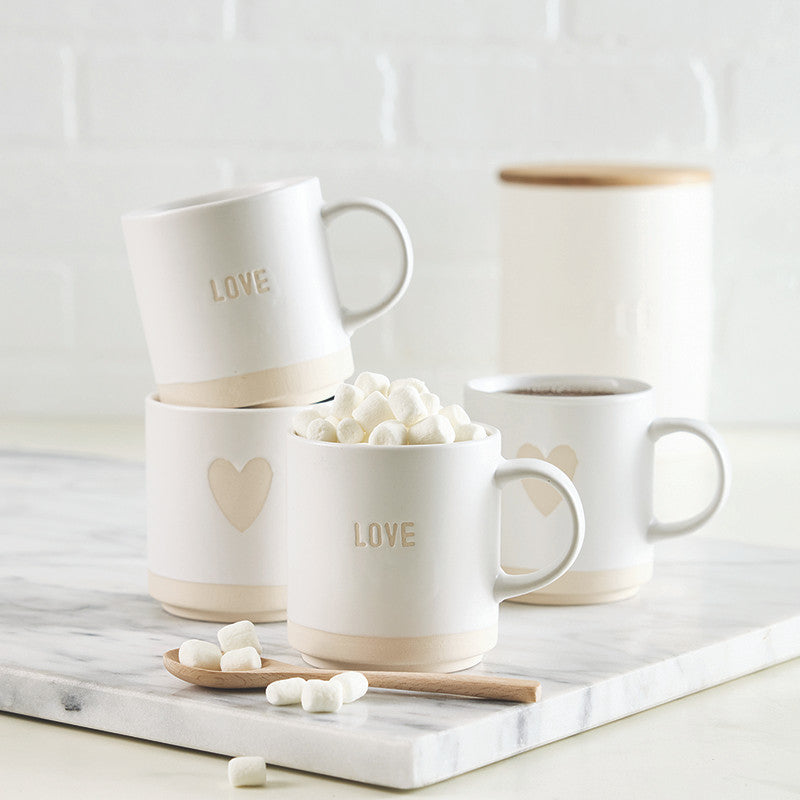 Stackable Mugs - Love/Heart - Set of 2