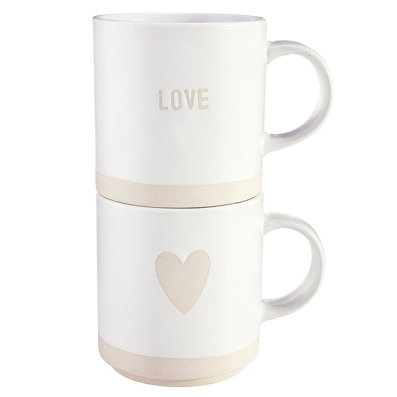 Stackable Mugs - Love/Heart - Set of 2