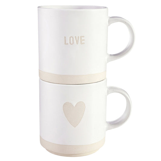 Stackable Mugs - Love/Heart - Set of 2