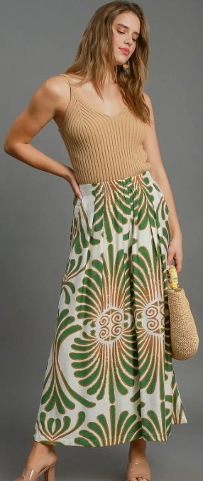 Tropical Swirl Wide Leg Pants