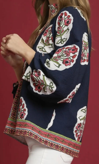Boho Floral Print Tunic Top