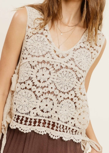 Crochet Vest with Side Tie Detail