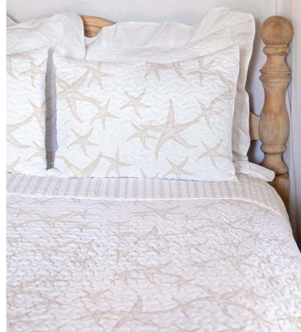 All Over Starfish in Linen King Quilt