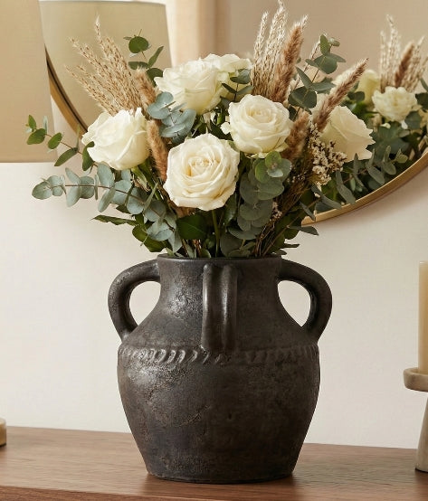 Black Terracotta Vase (10")