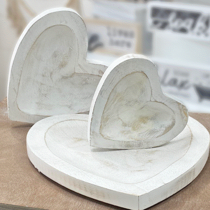 Heart Shaped Trays White Wash