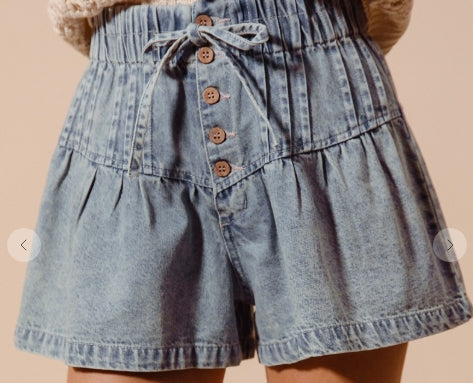 Flared Denim Shorts