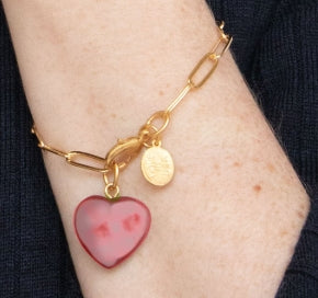 Audrey Heart Bracelet (Pink Quartz)