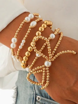 Valentine Bow Knot Pearl Beaded Bracelet Set