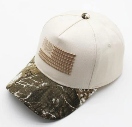Flag and Camo Embroidered Trucker Hat