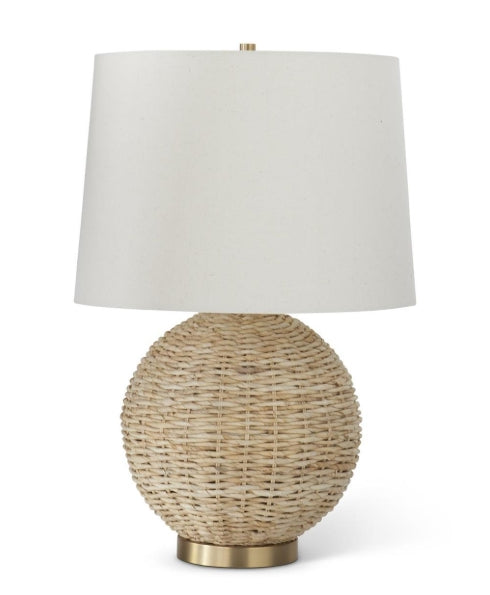24" Rattan Woven Lamp w/ Cream Shade