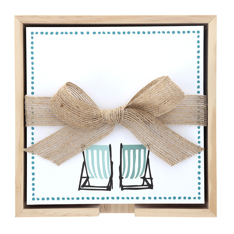 Square Notepaper with Wood Tray - Beach Chairs