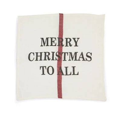 Merry Christmas Linen Napkin / Dishtowel - 22" x 22"