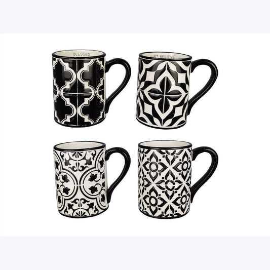 Black Ceramic Tile Design Mugs