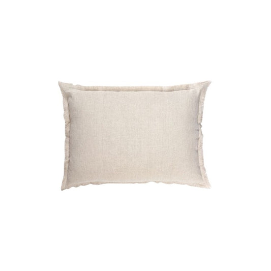Natural Beige Linen Fringe Down 14x20 Pillow