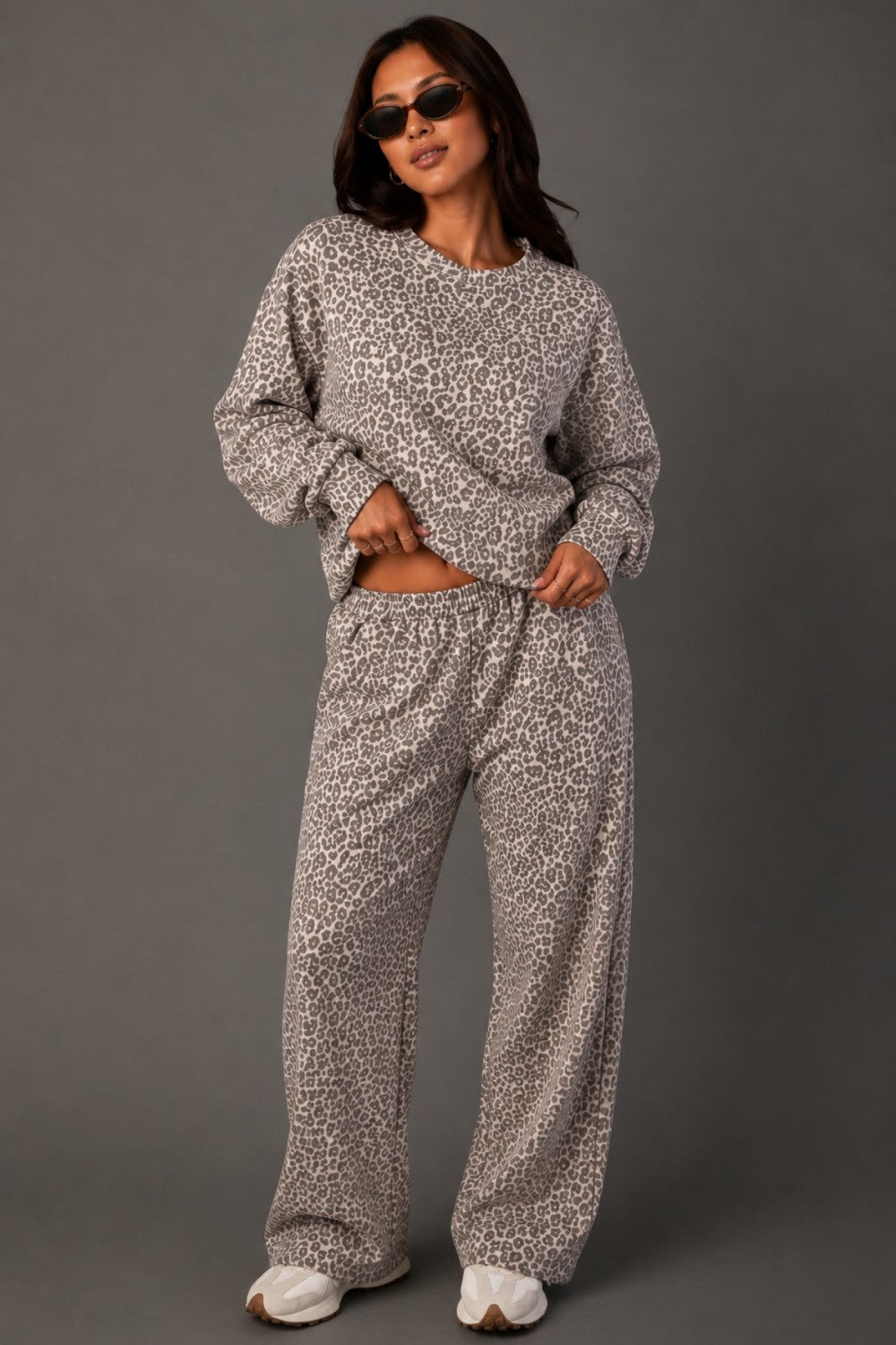Cream & Brown Leopard Sweatpants