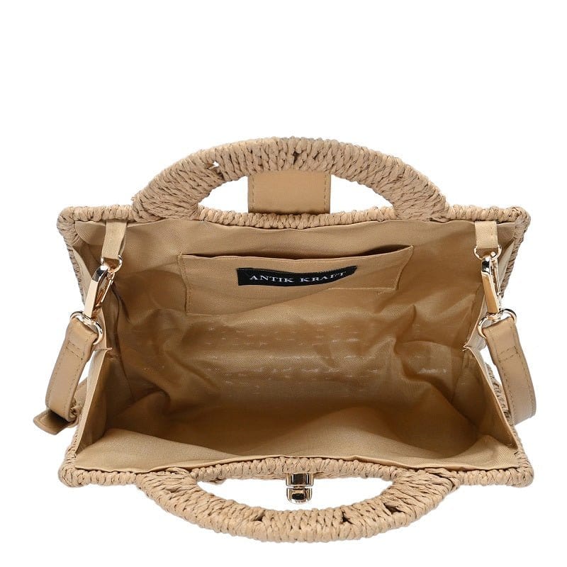 Straw Satchel Tote/Crossbody Bag