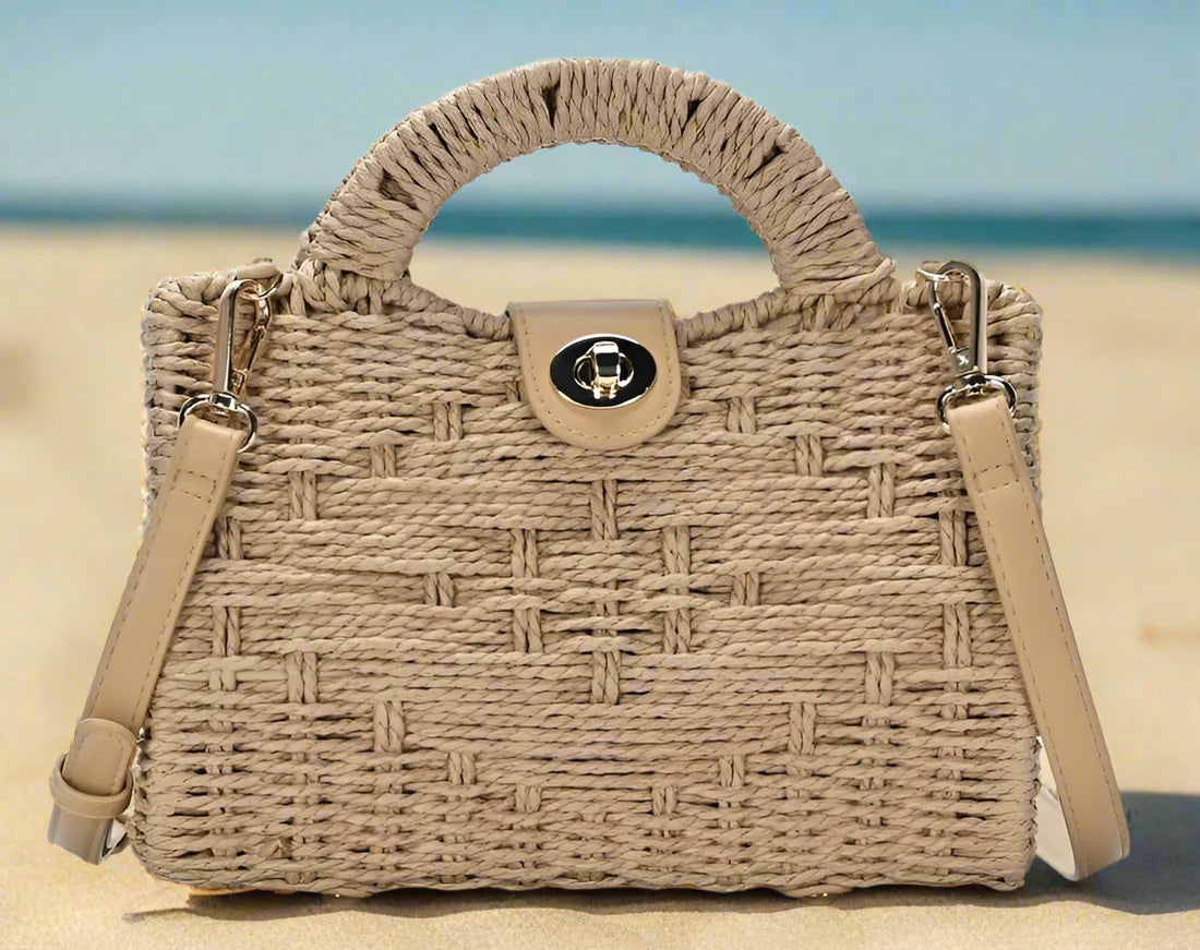 Straw Satchel Tote/Crossbody Bag