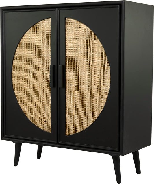 Black Wood Geometric Cabinet