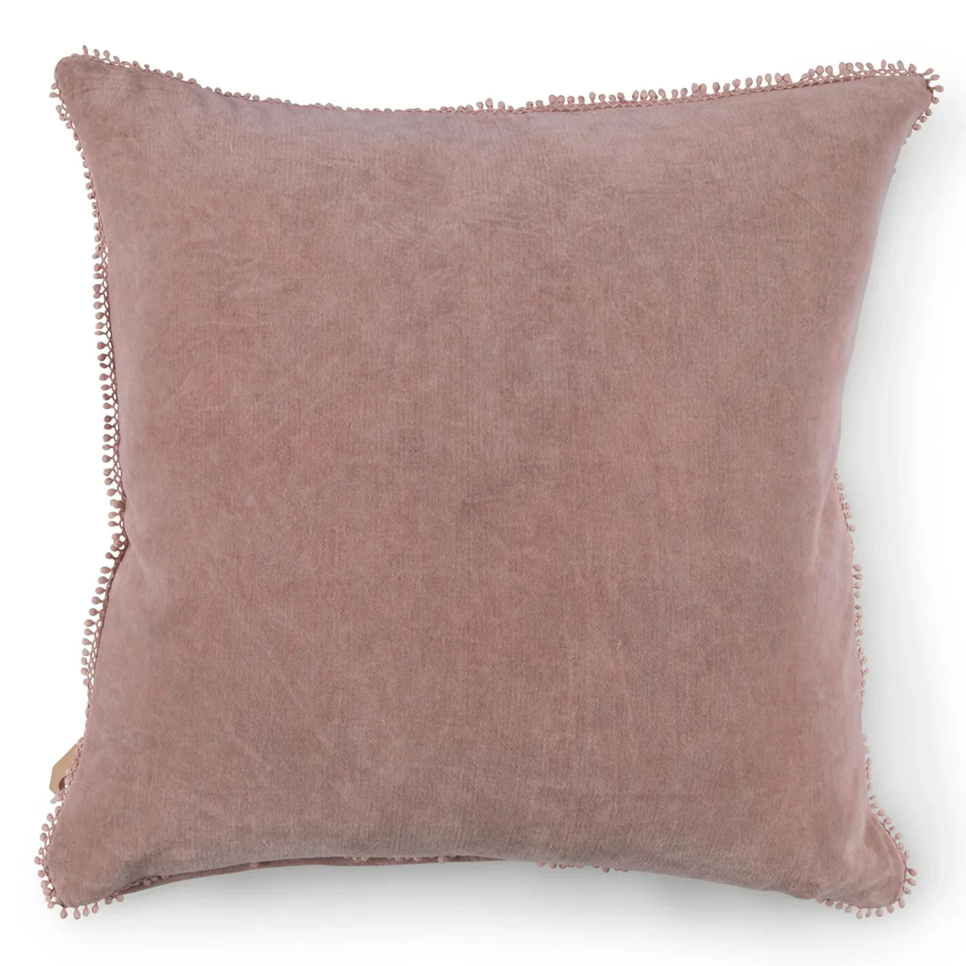 Blush Velvet Pillow With Poms - 22"x22