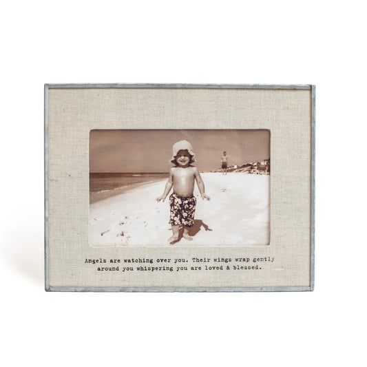 "Angels Are Watching" Zinc Linen Frame 6"x4"