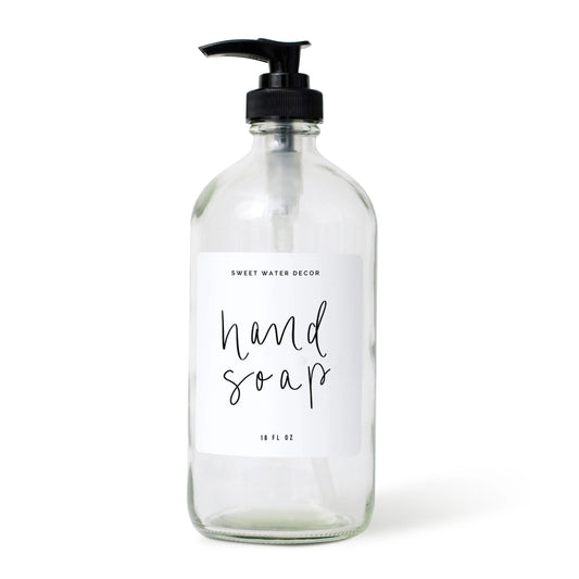 Clear Cursive Hand Soap Dispenser