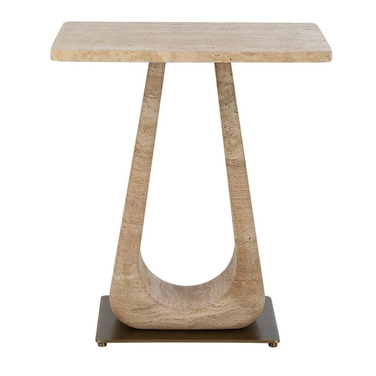 Travertine side tabe-19 W X 22 H X 11 D (in)