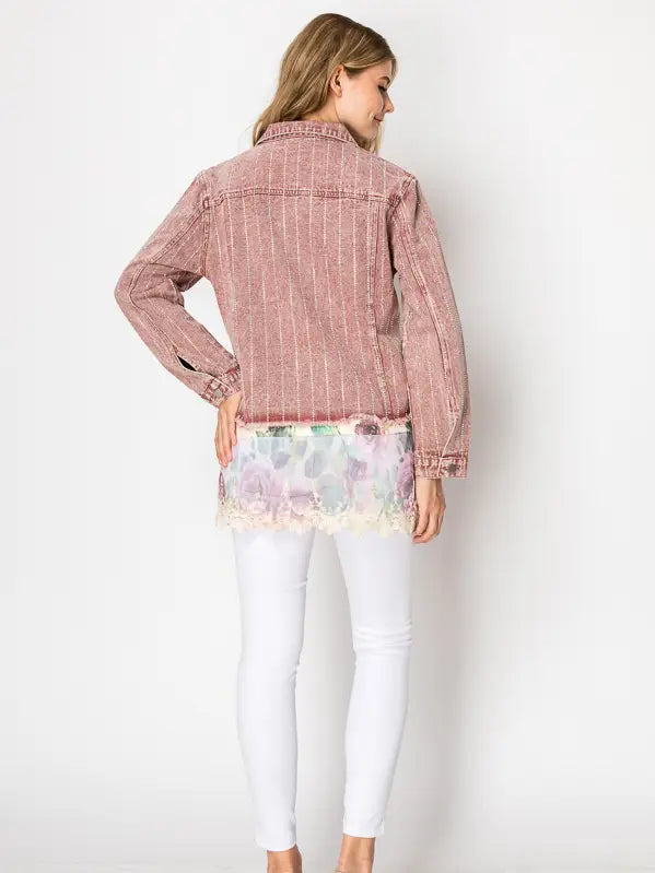 Stunning Denim Jacket with Stripe Sparkle Designs