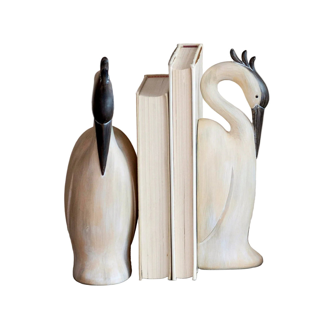 Resin Heron Shaped Bookends, Set of 2