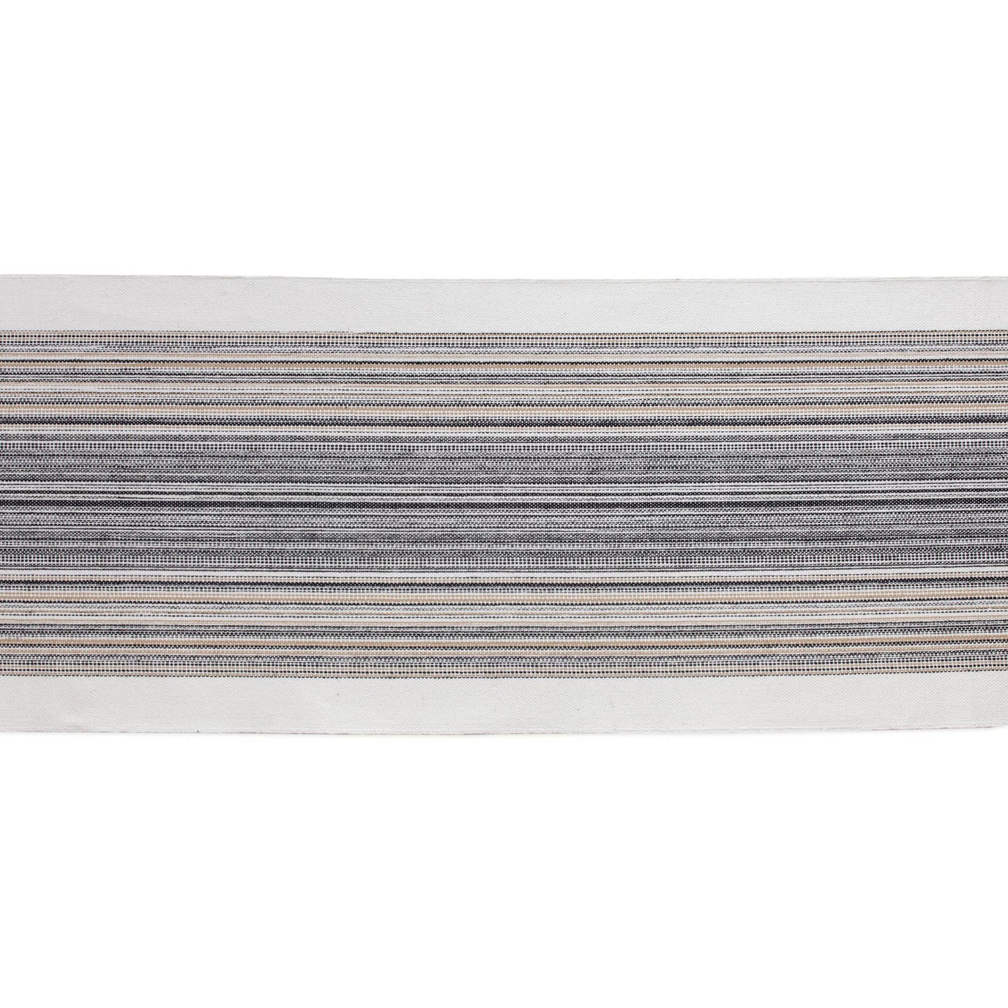 Black Striped Fringe Ribbed Table Runner 14X108