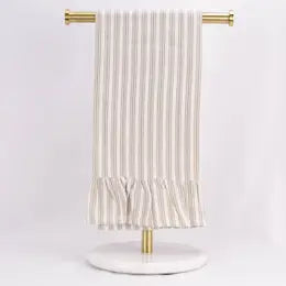 Ticking Stripe Ruffle Hand Towel Blue Stone/White 20x28