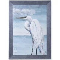 GREAT EGRET STANDING Textured Framed Print 30" X 42"