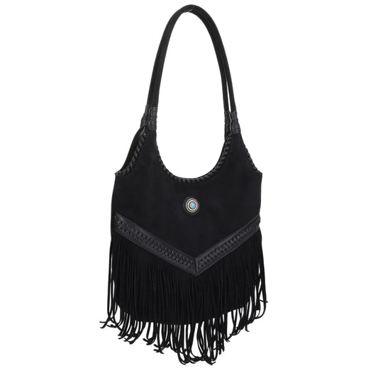 Faux Suede Western Fringe Tote Bag