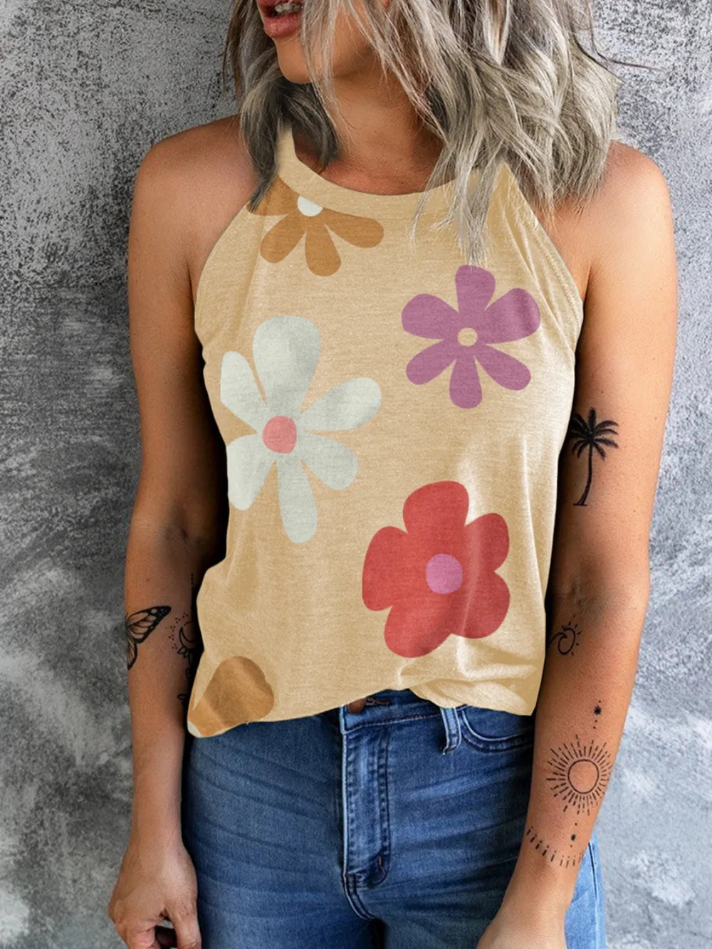 Floral Round Neck Cami