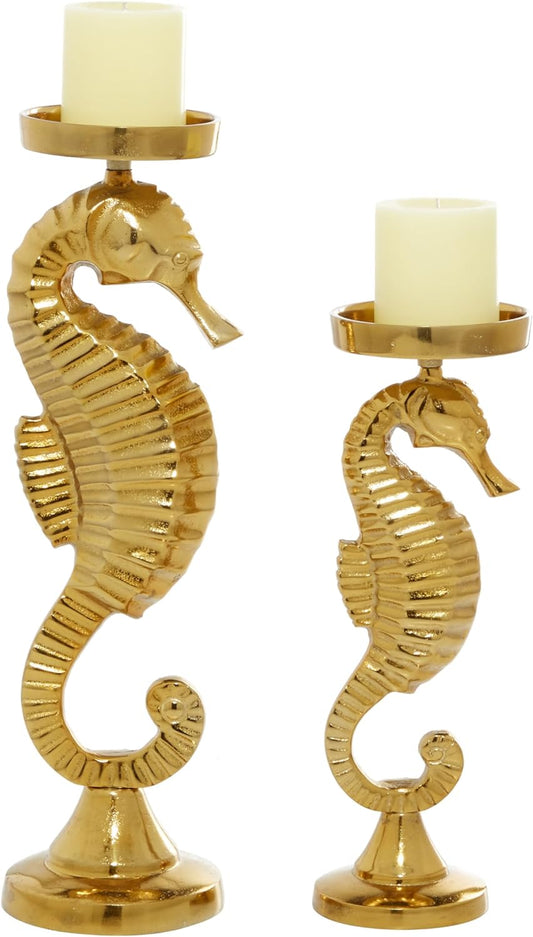 Gold Metal Sea Horse Candle Holder 2 sizes