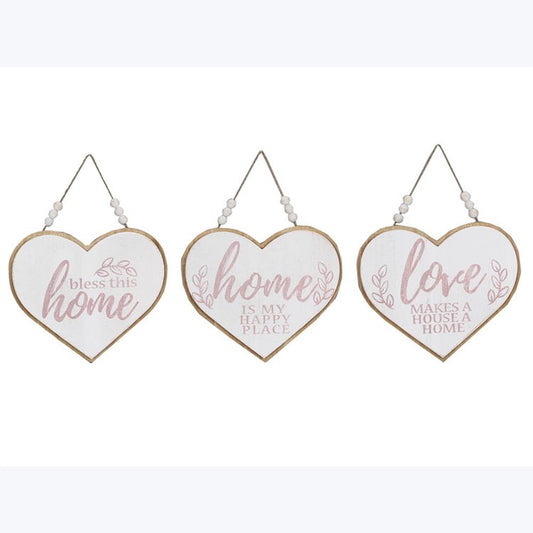 Wood Heart Wall Signs 3 Varieties