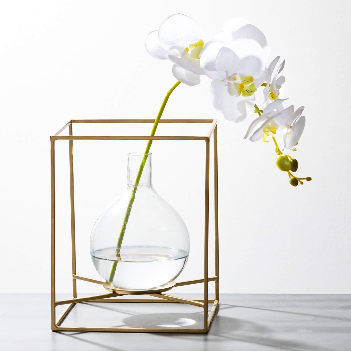 Gold Metal Glass Ball Vase