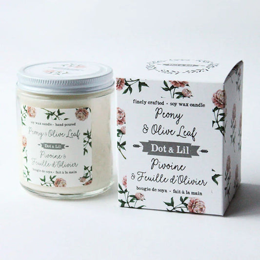Peony and Olive Leaf candle