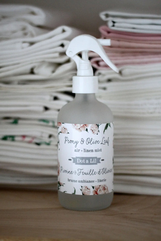 Peony and  Olive Leaf Linen Spray