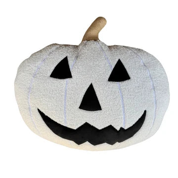 White Sherpa Jack o Lantern Pillow