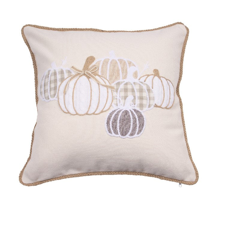 Plaid Woven Pumpkin Pillow Cover 18x18