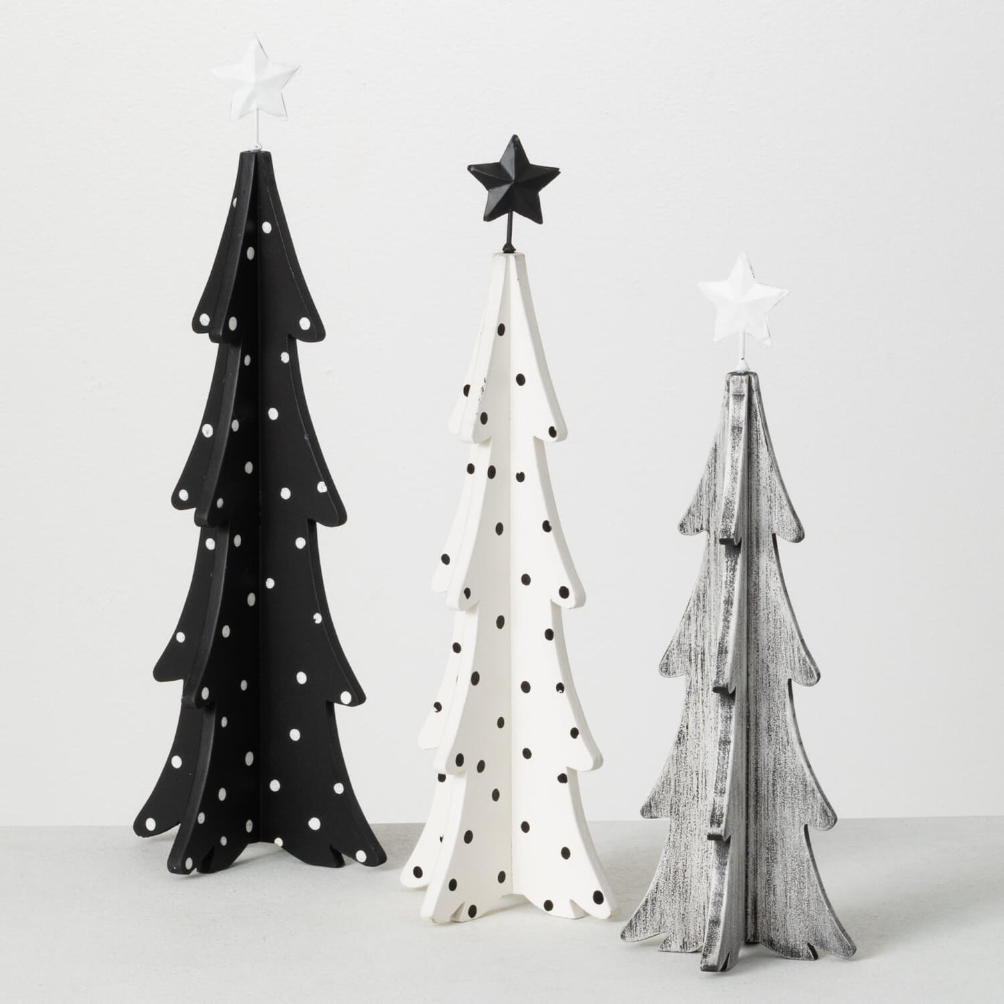 Wood Black and White Christmas Trees 3 sizes